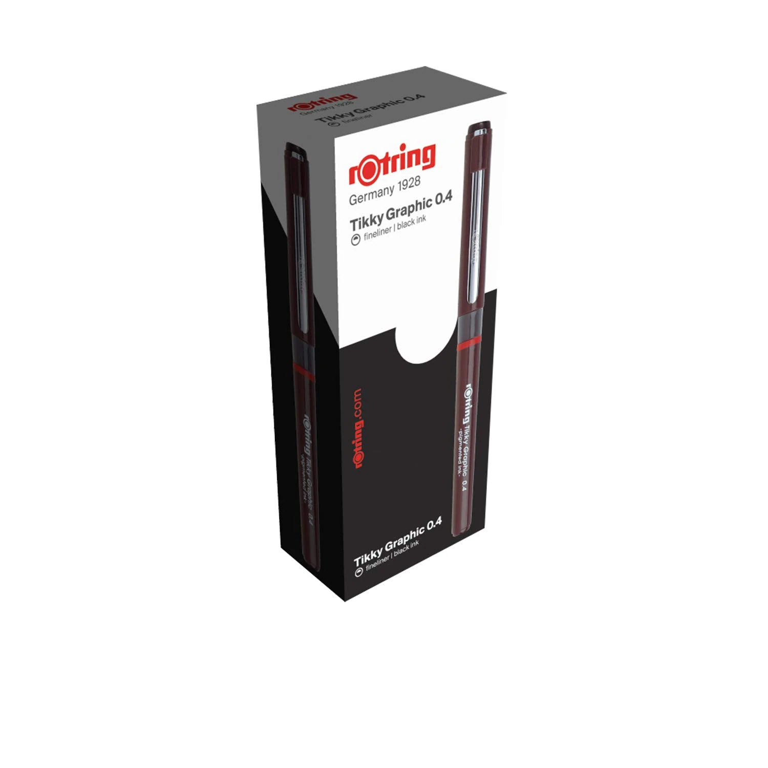 rOtring Tikky Graphic 0.40 mm Black Fibre Tip Pen, Box of 12