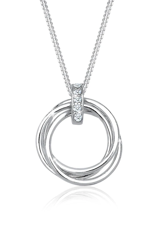 Elli DIAMONDS Necklace Women Circle Trio Pendant with Diamond (0.025 ct.) in 925 Sterling Silver