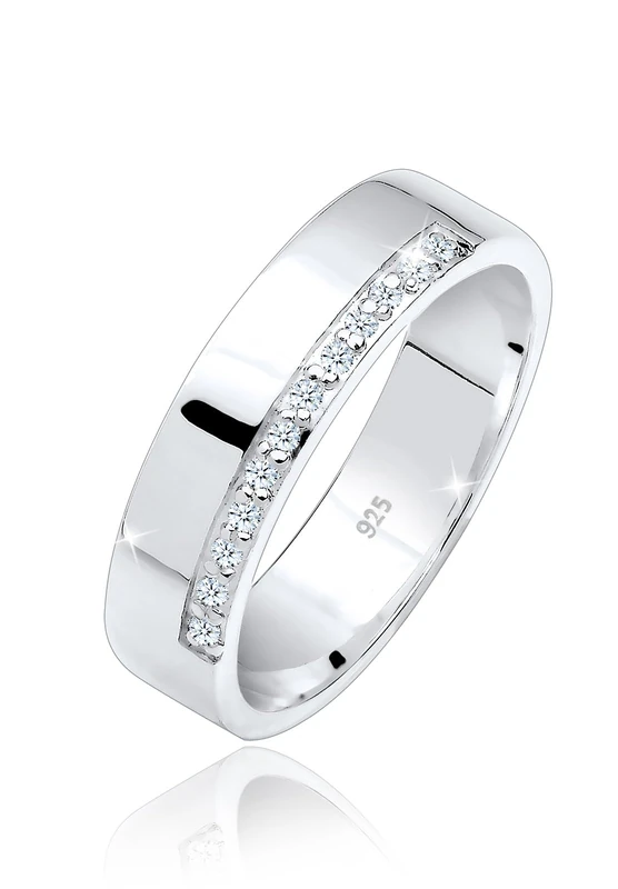 Elli DIAMONDS Ring Women Band Ring Basic with Diamonds (0.06 ct.) in 925 Sterling Silver