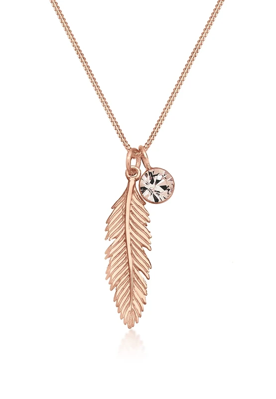Elli Womens Crystal Necklace, Rose Gold, 45