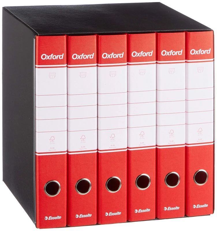 Esselte Group 6 Oxford with Lever Mechanism and Binders with Cover Gruppo da 6 red