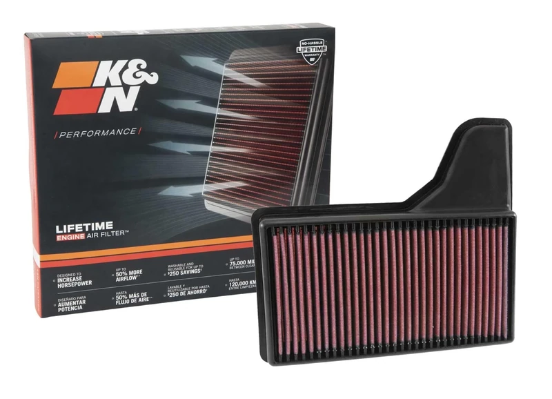 K&N 33-5029 Replacement air filter compatible with Ford Mustang,Heather,Red,2.3, 3.7 / Mustang GT 5.0 2015-2017