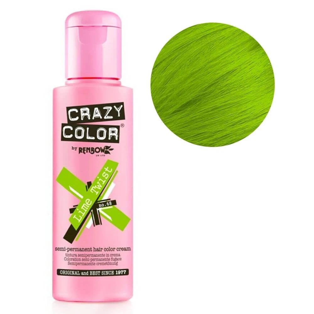 Crazy Color Hair Color Cream Number 68, Lime Twist 100 ml, (Pack of 1)