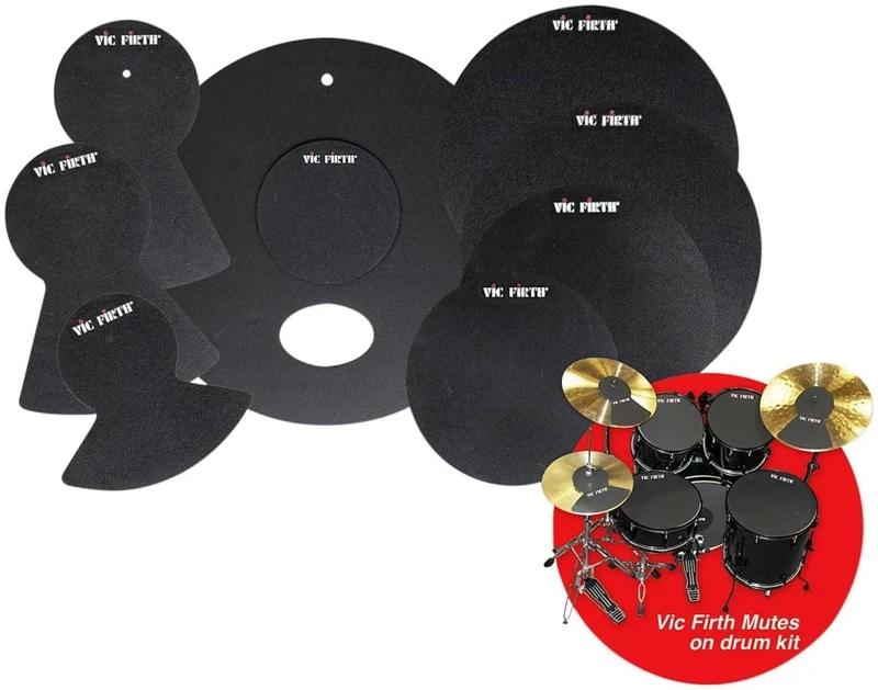 Vic FIrth - Silent Practice Individual Drum Mute Pad Set - Drum Diameter Sizes: 10”, 12”, 14”(x2), 18", HiHat and cymbal (x2)
