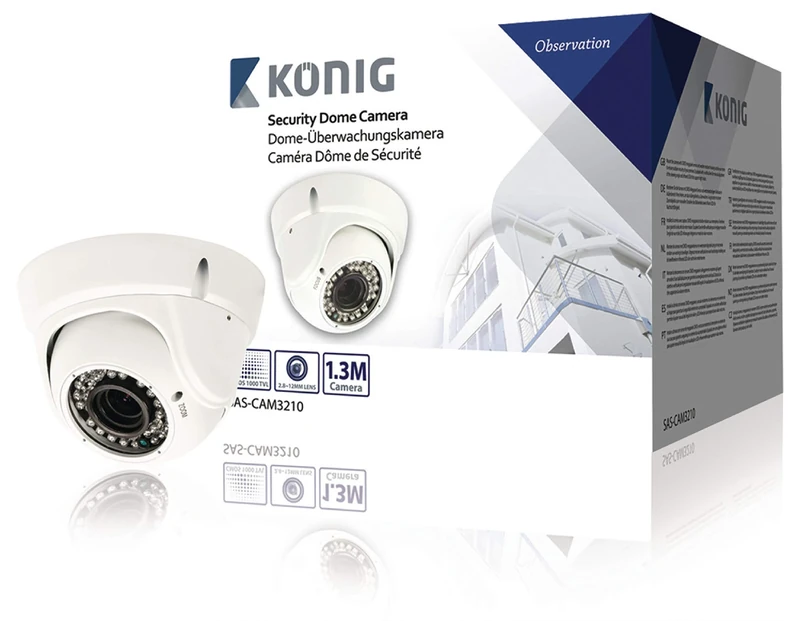 König SAS-CAM3210 Security Dome Camera with Varifocal Lens - White