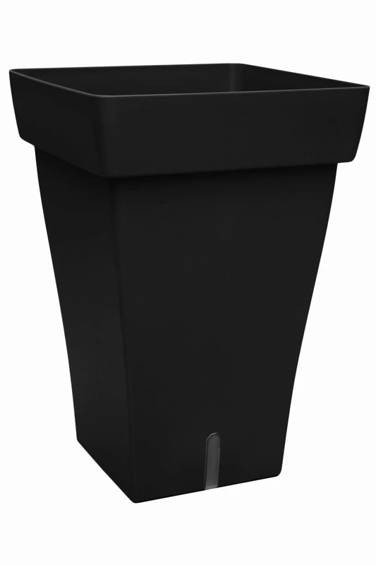 Poetic Square Self-Watering Planter, 38.4 cm Diameter, Black