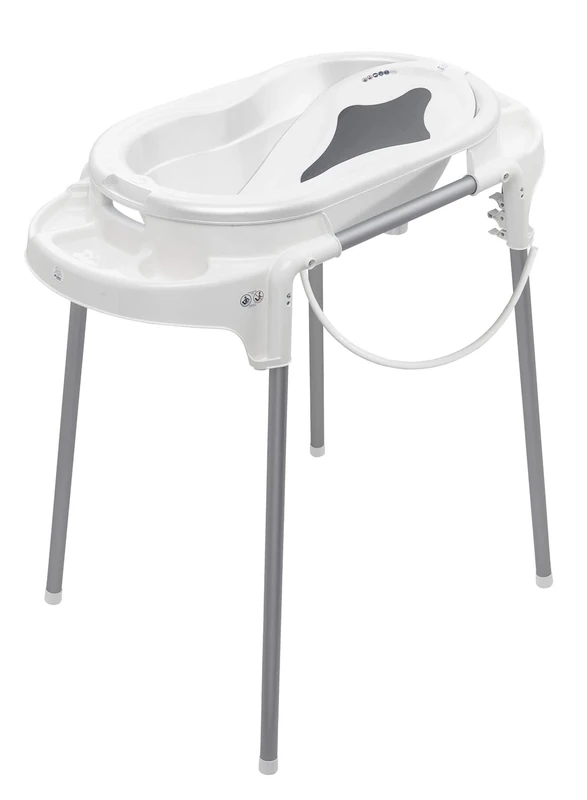 Rotho Babydesign Bath Set with Bath Tub and Adjustable Stand, 0-12 Months, White, TOP Bath Set, 21042000101