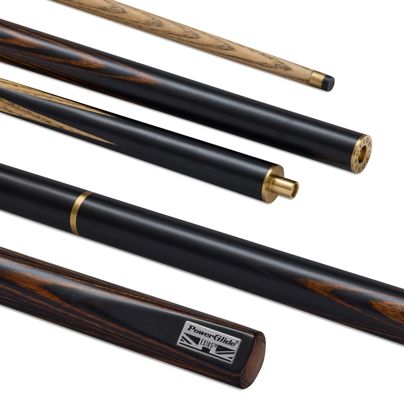 POWERGLIDE EXIOS Ash 3/4 Jointed Snooker Pool or Billiard Cue Stick | Ash Shaft | Hand Spliced Butt | 18 oz | Full Size 57" | 9.5mm Tip | Brown