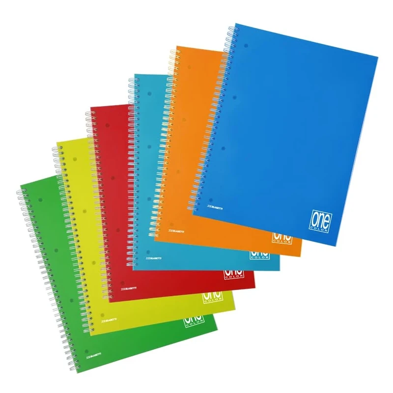 Blasetti One Color A4 Spiral Bound Notepad, 4mm Squared Ruled Pages (No Margin) with Filing Holes, Pack of 6, 80g Paper, Plain Plastic Envelope
