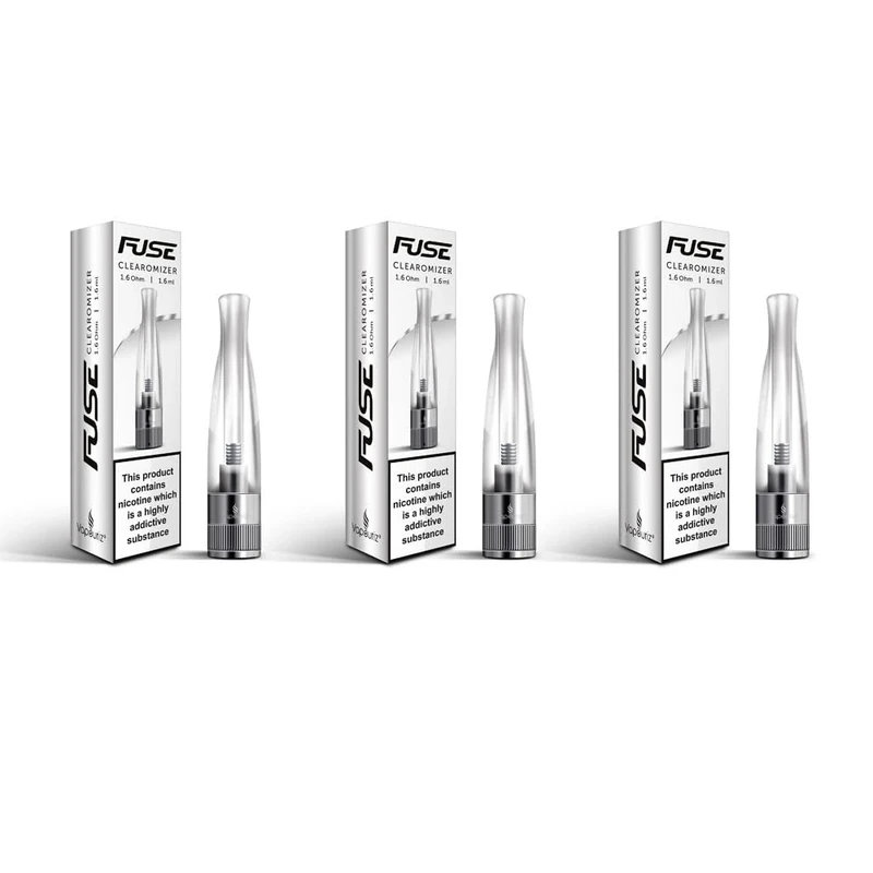 Vapouriz Fuse Dual Coil Clearomizer 1.6 ohm - Tank/ CE4/ EVOD/V-PRO (3, Clear) - Contains NO Nicotine - Image 1