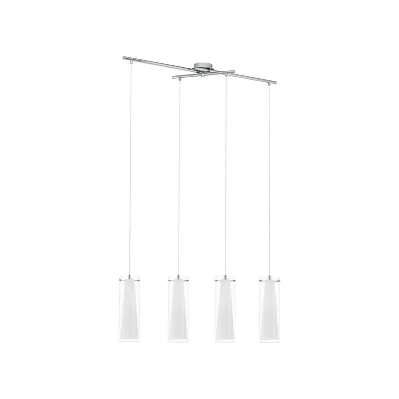 EGLO Pinto pendant lamp 4-flame pendant lamp material: steel colour: chrome glass: clear opal matt white socket: E27