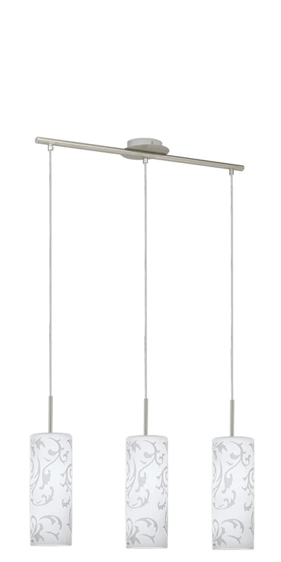 Eglo Pendant Light Amadora, 3-Light Hanging Lamp, Elegant Steel and Printed Glass Pendant in Chrome, White, Dining Table Light, Living Room Hanging Lamp with E27 Socket