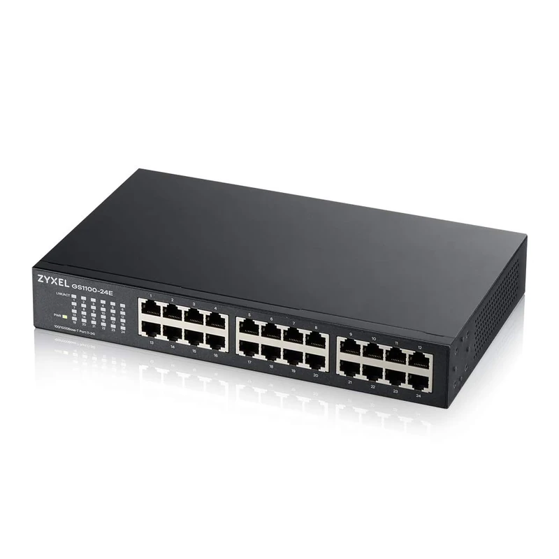 Zyxel 24-Port 10/100/1000 Gigabit Switch - Sturdy Metal - Desktop with Rackmounts [GS1100-24E]