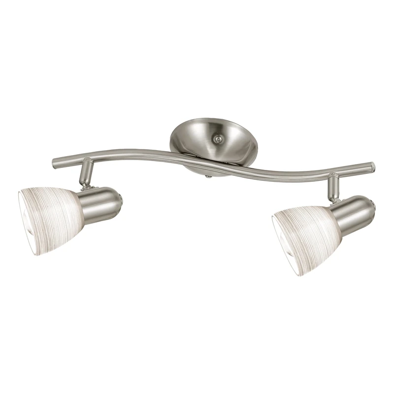 Eglo Ceiling Light Dakar 1, 2-Light Ceiling lamp, Steel Ceiling Spotlight, Colour: matt Nickel, Glass: White Milk Glass with Wiping Technique, Fitting: E14