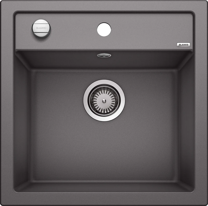 BLANCO DALAGO 5 | SILGRANIT Sink in Rock Grey | Installation Type: Inset Installation from Above | for 50 cm Wide Base cabinets | Spacious Bowl Volume | Easy-Care Surface | [51.5x51x20.2 cm]