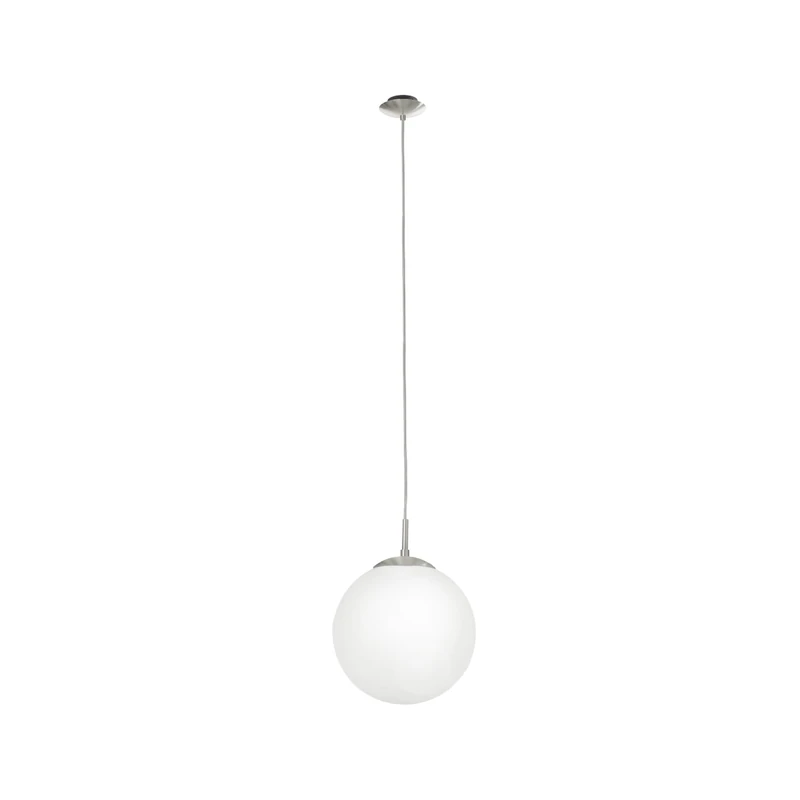 Eglo Rondo Pendant Lamp, Matt Steel and White Opal Matt Glass Ceiling Light, Dinning and Living Room Hanging Lighting, E27 Socket, Ø 9.8 inches