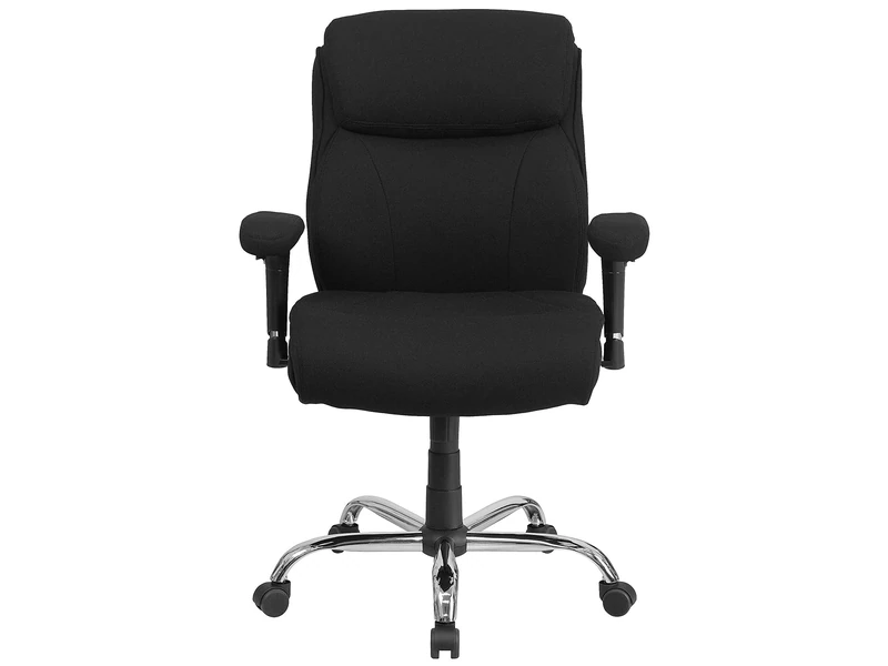 Flash Furniture HERCULES Series Big & Tall 400 lb. Rated Black Fabric Ergonomic Task Office Chair with Line Stitching and Adjustable Arms
