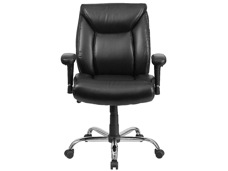 Flash Furniture HERCULES Series Big & Tall 400 lb. Rated Black LeatherSoft Deep Tufted Ergonomic Task Office Chair with Adjustable Arms
