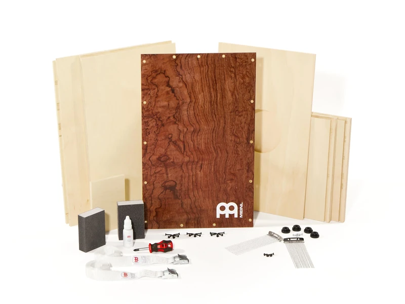 Meinl Percussion Deluxe Cajon Kit - Large drum box for DIY assembly - includes tools - Playing Surface Burl Wood (DMYO-CAJ-BU)