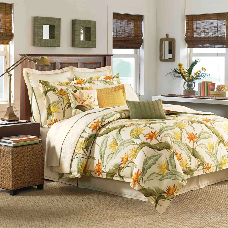 Tommy Bahama Comforter Set-100 Percent Cotton, Ultra-Soft Bedding with Matching Shams and Bedskirt, Machine Washable Easy Care, Coconut, California King