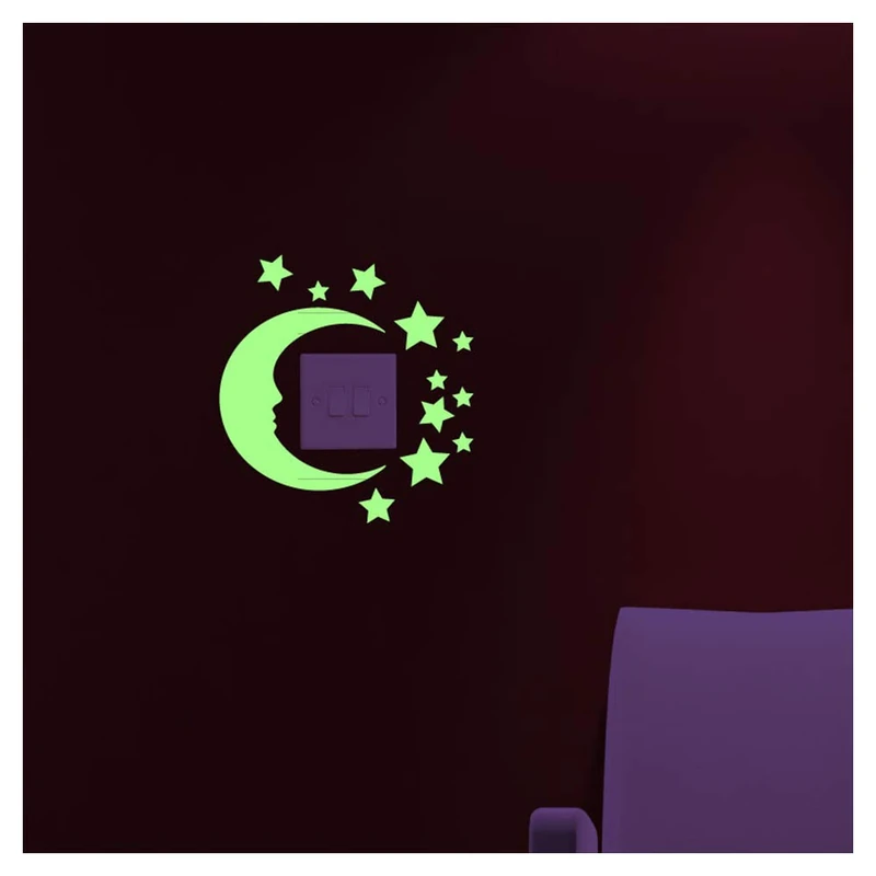Glow Stickers| Glow in The Dark Wall Decal Moon and Stars- Wall Paper Decoration Phosphorescent (70x55)