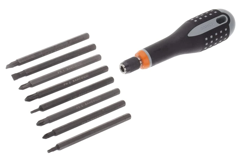 Bahco BE-8572 Ergo Screwdriver Set with Interchangeable Blades, Multi-Colour