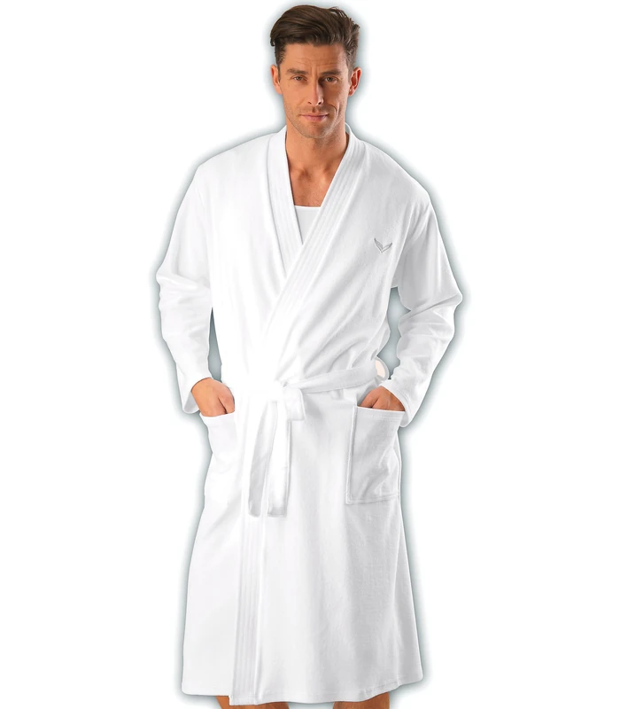 Trigema Men's Bathrobe White Weiß (weiss 001) Small