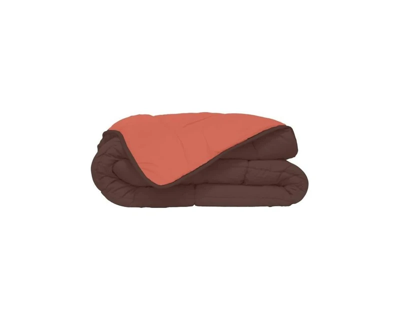 Poyet Motte Calgary Polyester Duvet Chocolate/Coral, polyester, Chocolat/Corail, 240x220x1 cm