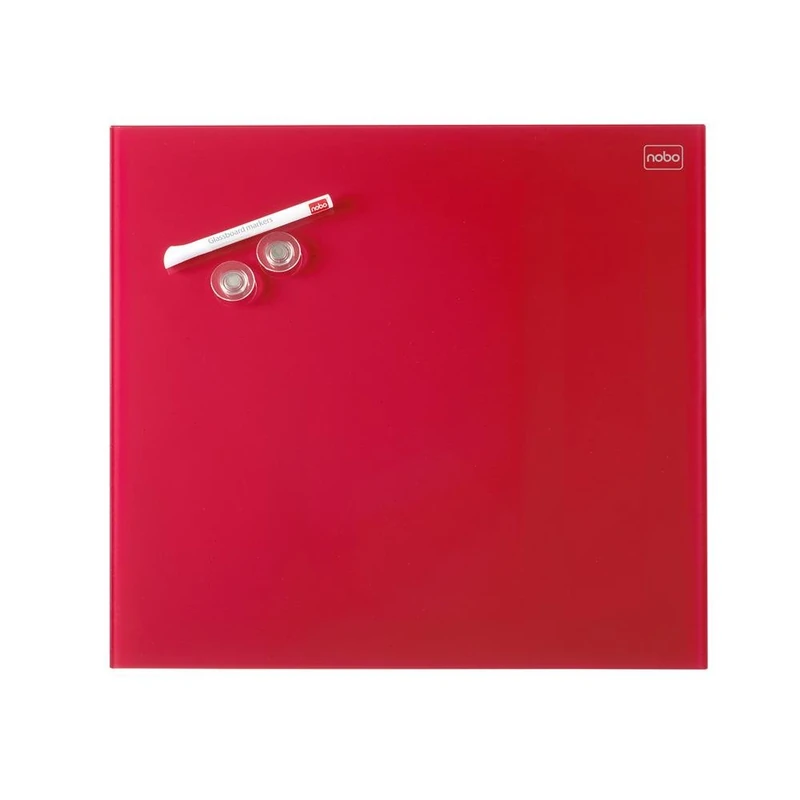 Nobo Red Magnetic Glass Whiteboard - 450 x 450 mm Square Tile