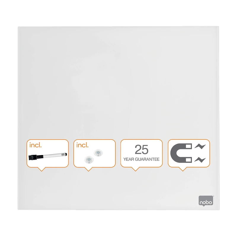 Nobo Glass Whiteboard - 450 x 450 mm Magnetic Square Tile