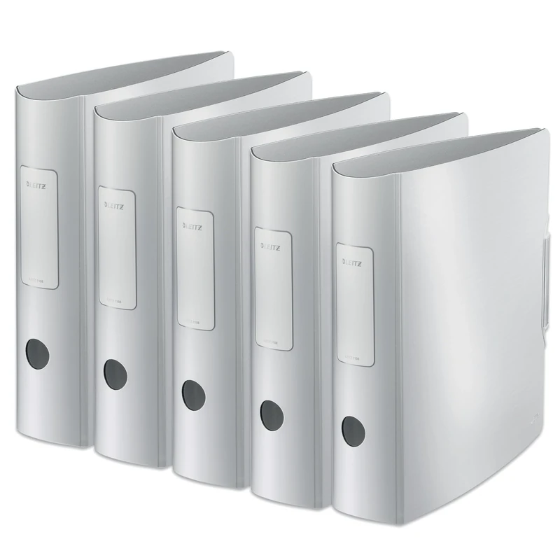 Leitz 11080004 Quality Folder 180° Active Style Pack of 5 A4 Arctic White Rounded Spine with 8.2 cm Spine Width Elastic Closure Lightweight Polyfoam