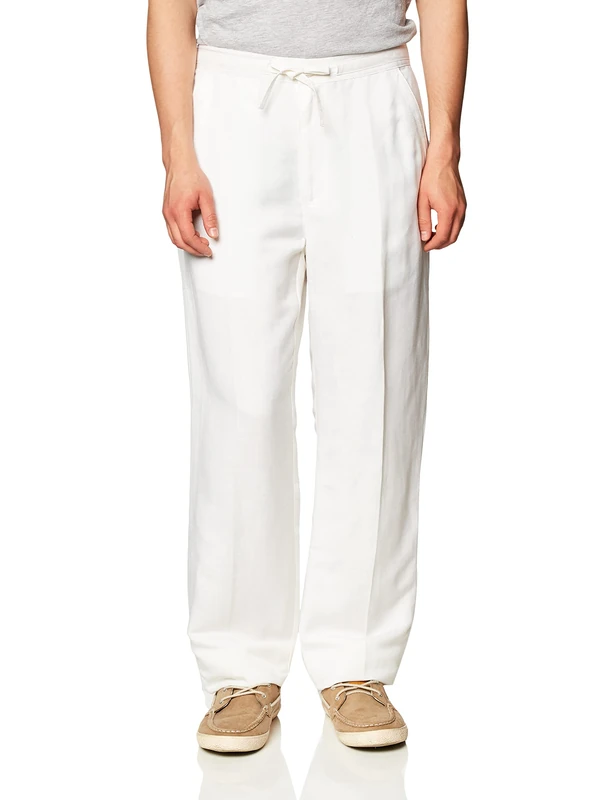 Cubavera Men's Drawstring Pant with Back Elastic Waistband Casual, Bright White, 2X/32 Inseam