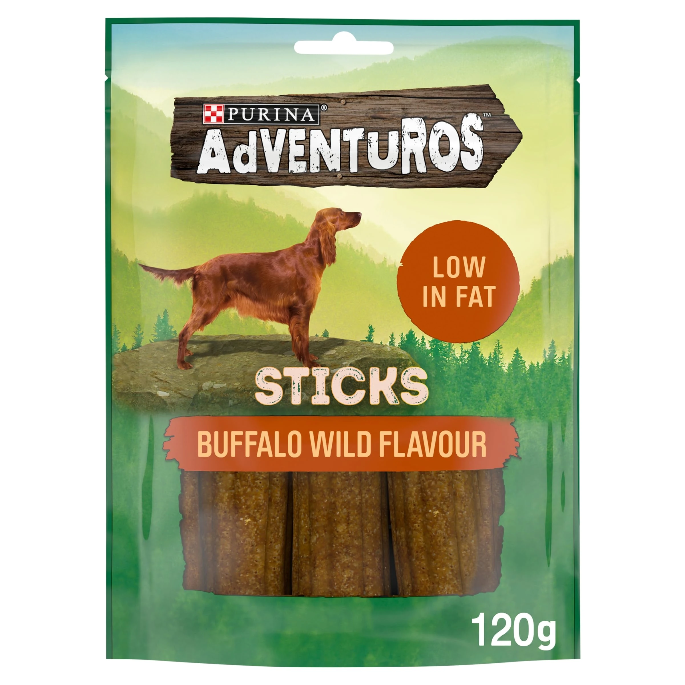 Adventuros Sticks Dog Treats Buffalo Flavour 120g, Pack of 6