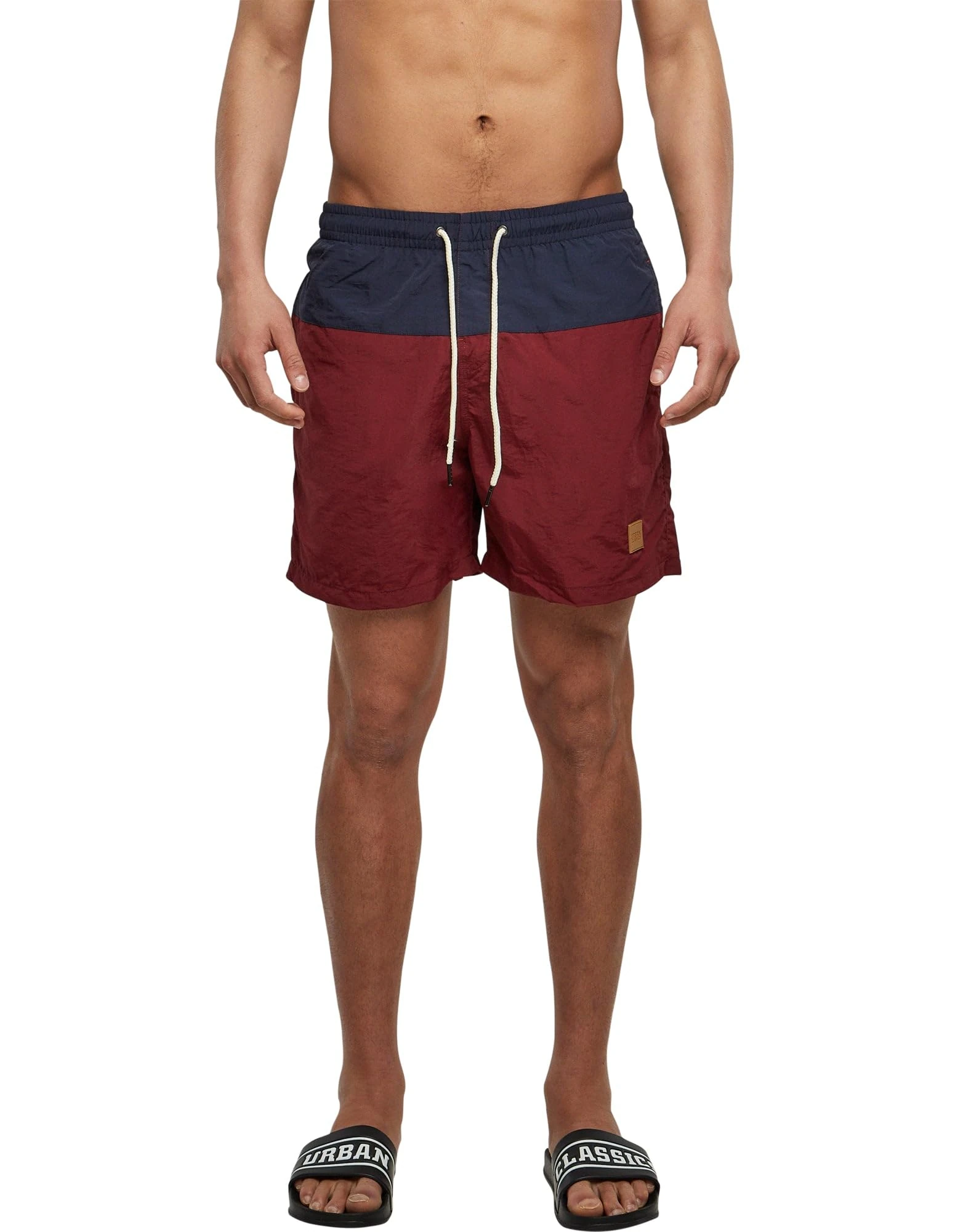 Urban Classics Men's Block Swim Shorts Trunks, Nvy/Burgundy, M