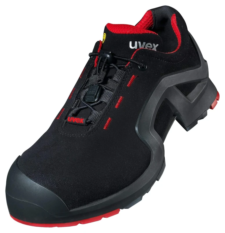 Uvex 1 X-Tended Support Safety Trainer - S3 SRC ESD - Work Shoes with Metalfree Toe Cap Black Red - Size 4 UK