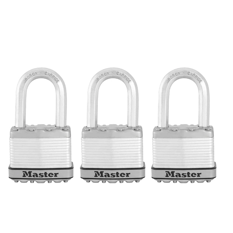 Master Lock M5XTRILF Magnum Laminated Steel Keyed Alike Padlock, Silver, Pack of 3