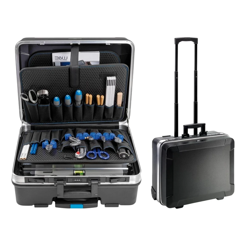 B&W International GmbH 6000 JET with tool pockets (ABS case, volume 36 l, 48 x 37.5 x 20 cm inner) 120.04/P , tools not included,Black/Silver