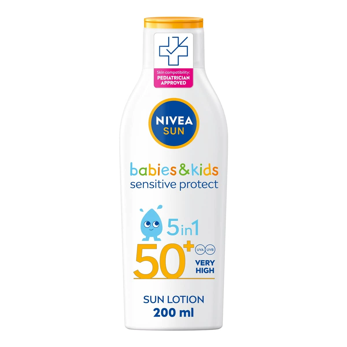 NIVEA SUN Kids Protect & Sensitive Sun Lotion (200ml) Sunscreen with SPF 50+, Kids Suncream for Sensitive Skin, Immediately Protects Against Sun Exposure