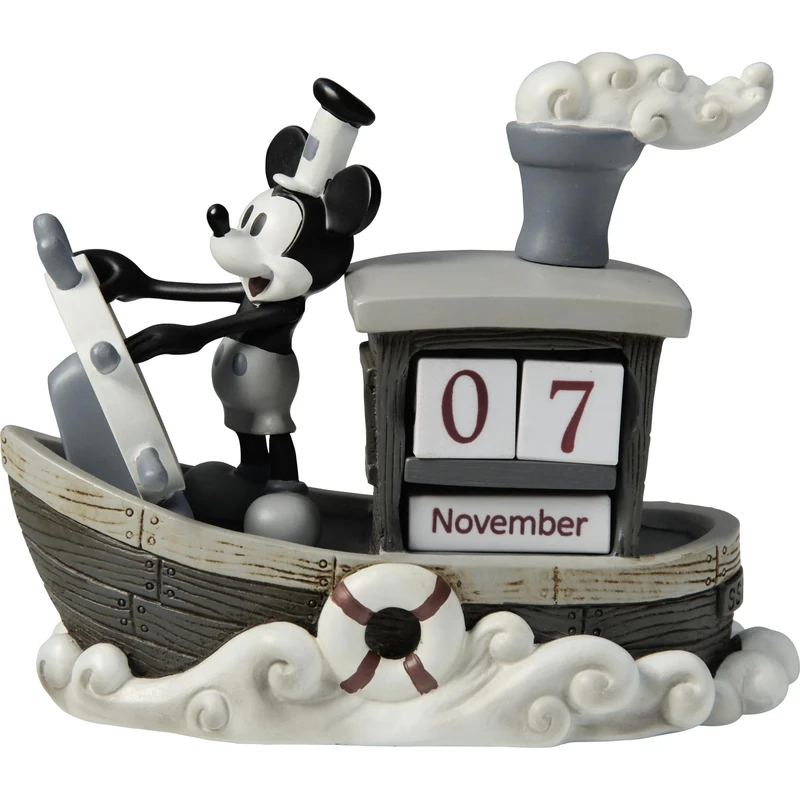 Precious Moments, Disney Showcase Collection, “Mickey Mouse Perpetual Calendar”, Resin Figurine, #144707, Gray