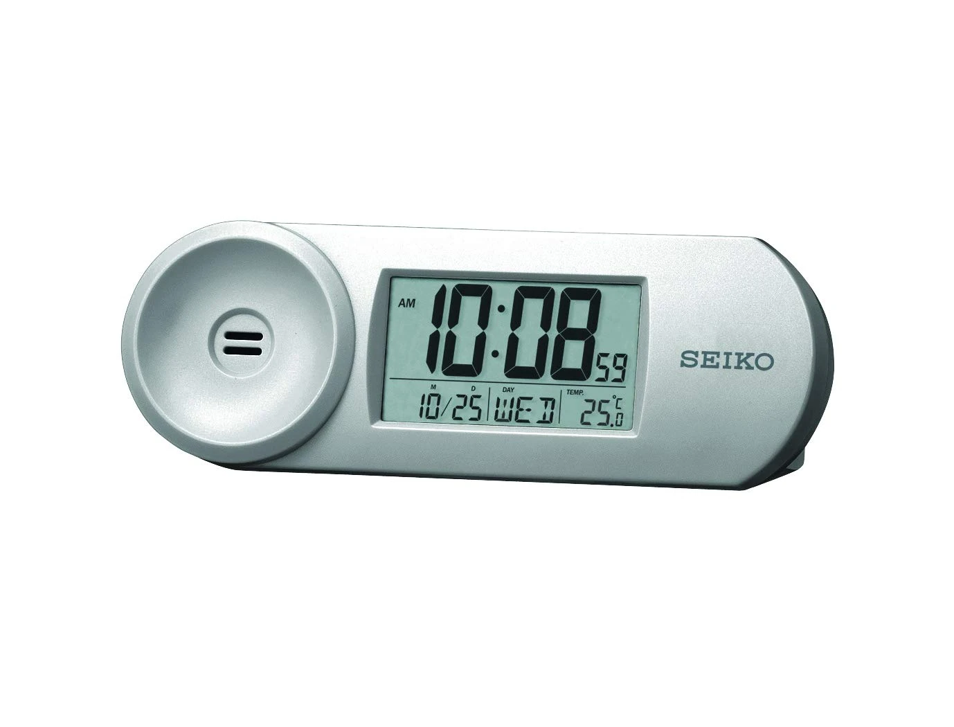 Seiko Bedside Alarm Clock Silver Plastic QHL067S Digital
