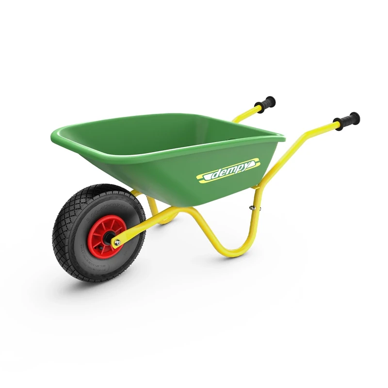 Berg Dempy Children's Wheelbarrow, Green/Yellow, Children's Wheelbarrow, Maximum Load 40 kg, Robust, Durable and Stable, Ideal for Gardening & Children, Perfect for Outdoor Games, Garden Toy Children