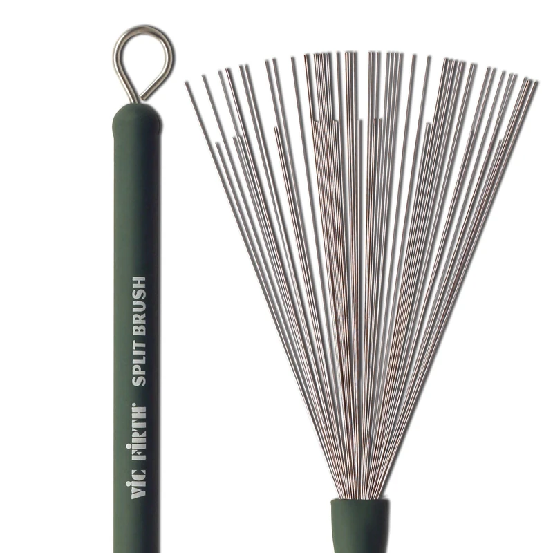 Vic FIrth - Split Drum Brushes - Retractable - Medium Gauge Wire - Green Plastic Handle