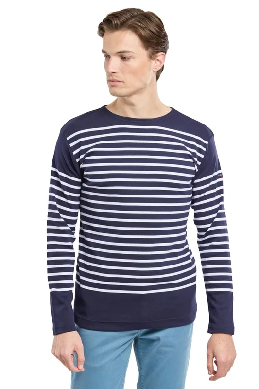 Armor Lux Men's 1140 Striped Long Sleeve T-Shirt - White - X-Small