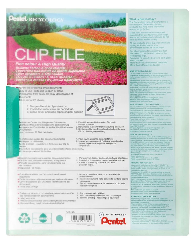 Pentel DCB14 Clip File Green Folder 10 Pieces - Image 1