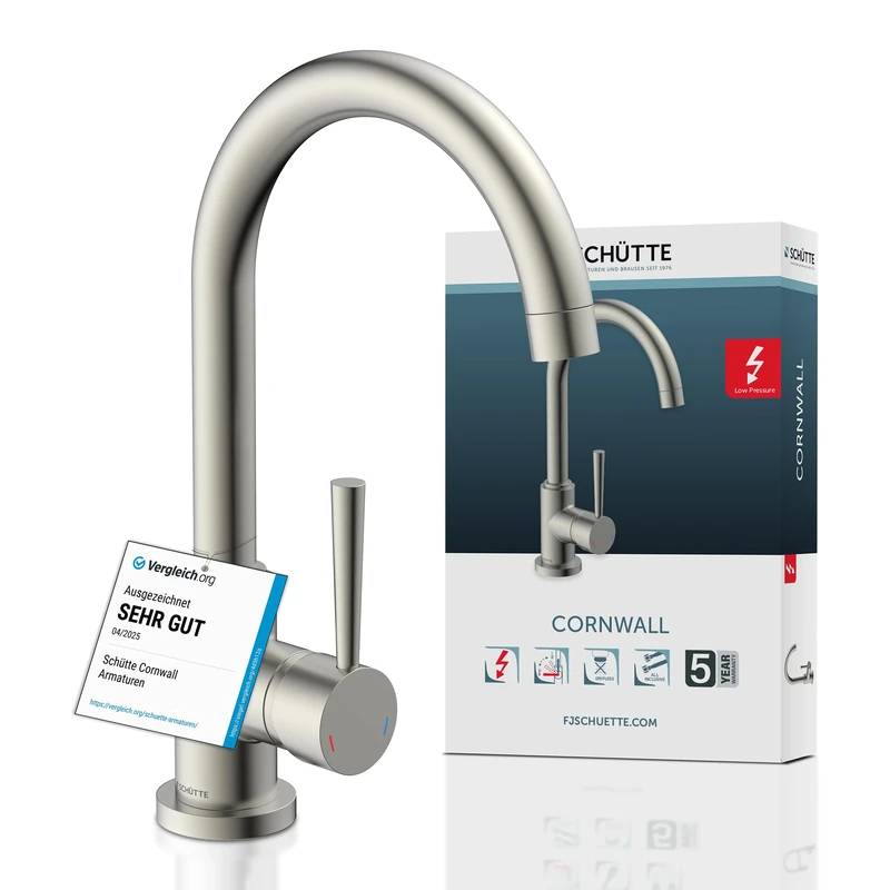 F.J. Chute 79129 Cornwall Kitchen Sink Mixer Tap Stainless Steel Finish