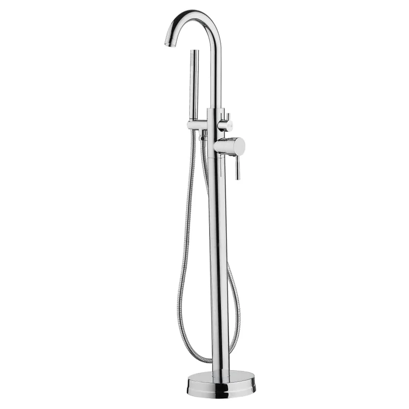 Schütte Cornwall Freestanding Bathtub Mixer Tap for Bathtub with Hand Shower and Hose, Tap for The Bath, Freestanding Bath Tap in Chrome