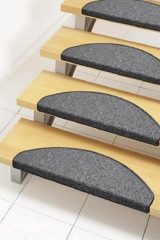 andiamo Bob Stair Mat Melange Effect Tufted (15 Pieces) Anthracite Very Durable Plastic Set Mats