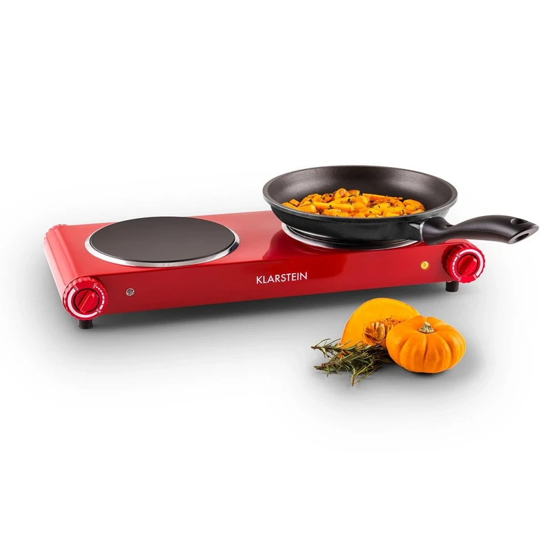 Klarstein Captain Cook 2 Double Hot Plate - 2400W, 550F, Red - Image 1