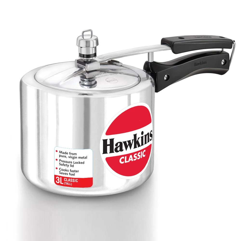 Hawkins Classic 3 Litre Pressure Cooker, Tall Design Cooker, Best Cooker, Silver (CL3T)
