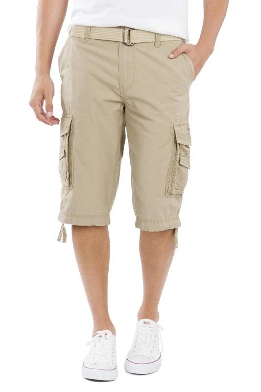 UNIONBAY Men's Cordova Belted Messenger Cargo Short - Reg and Big and Tall Sizes, Grain, 38